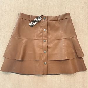 NWT - Vegan Leather Tiered Mini Skirt